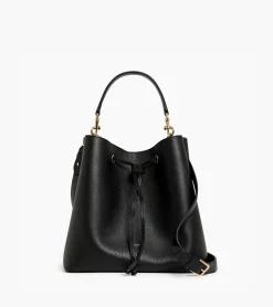 Grand sac seau Louise en cuir grainé - Black Le Bleu