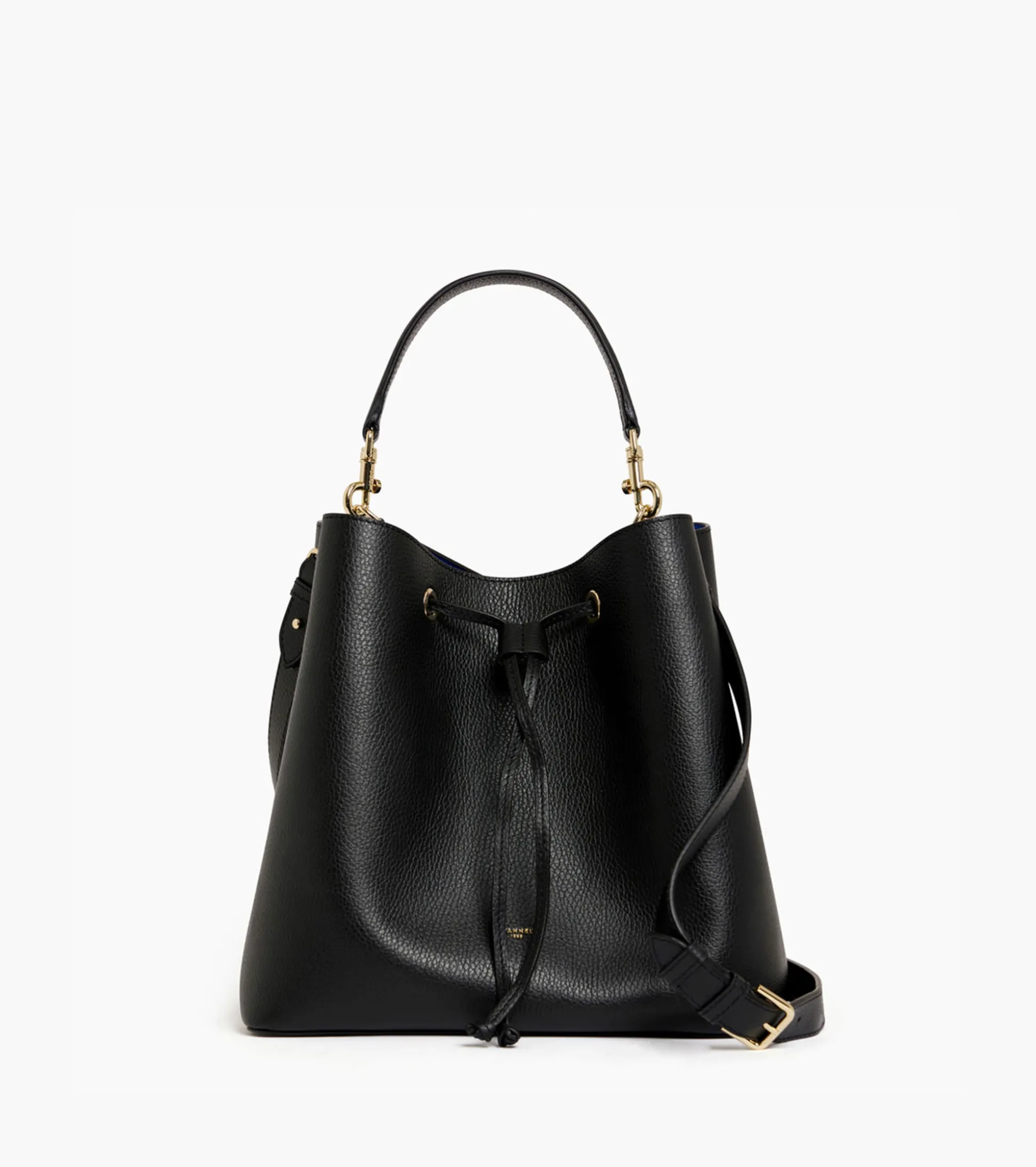 Grand sac seau Louise en cuir grainé - Black Le Bleu