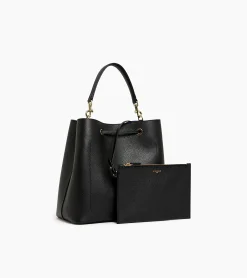 Grand sac seau Louise en cuir grainé - Black Le Bleu