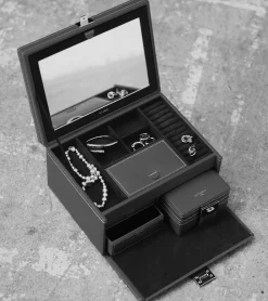 Grande boite à bijoux en cuir - NOIR 1