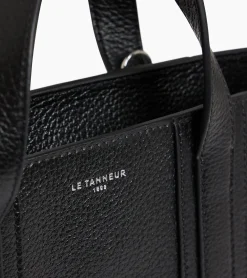 Mini cabas Grâce en cuir grainé - Black