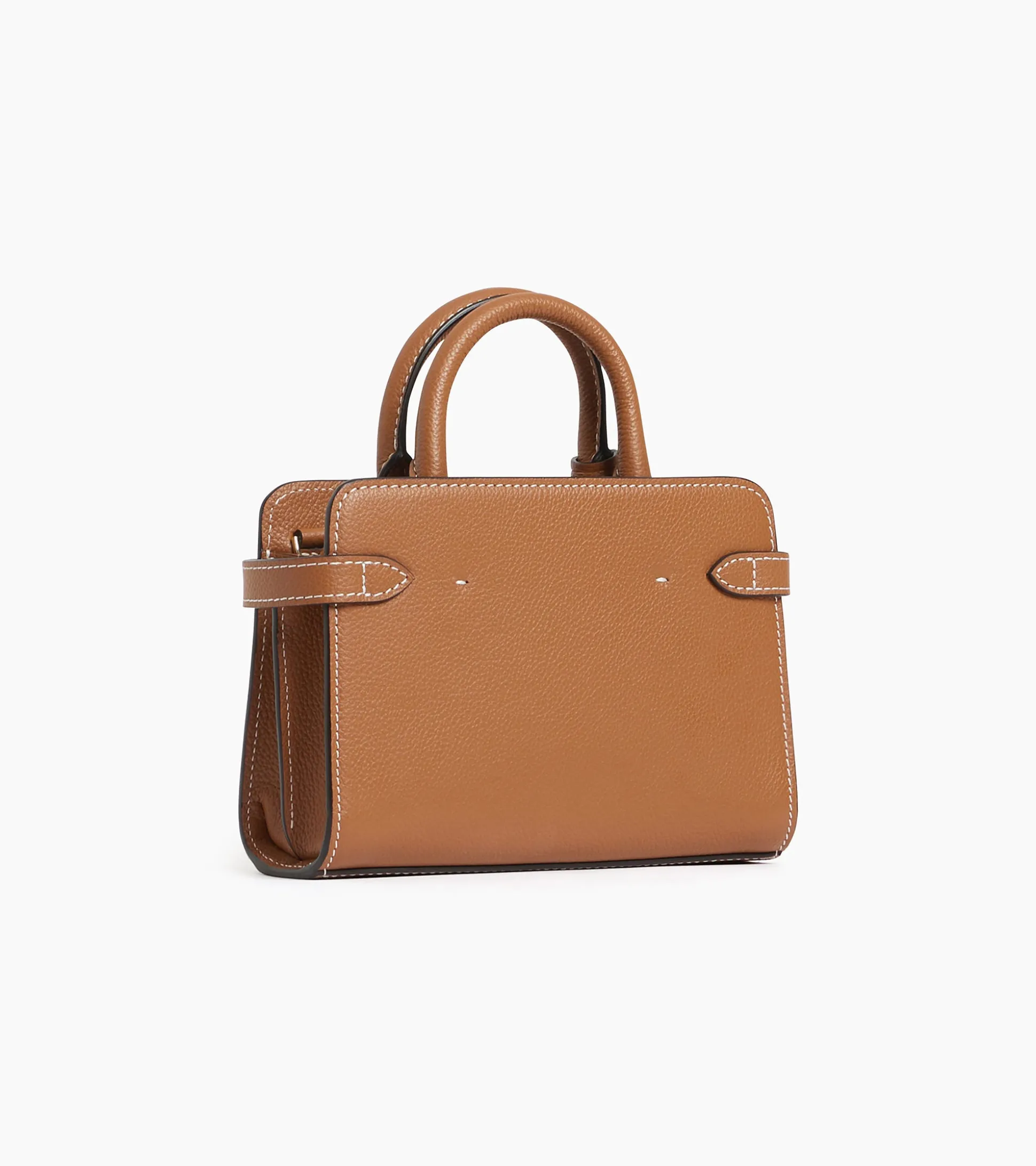 Mini sac à main Emilie en cuir grainé - TAN