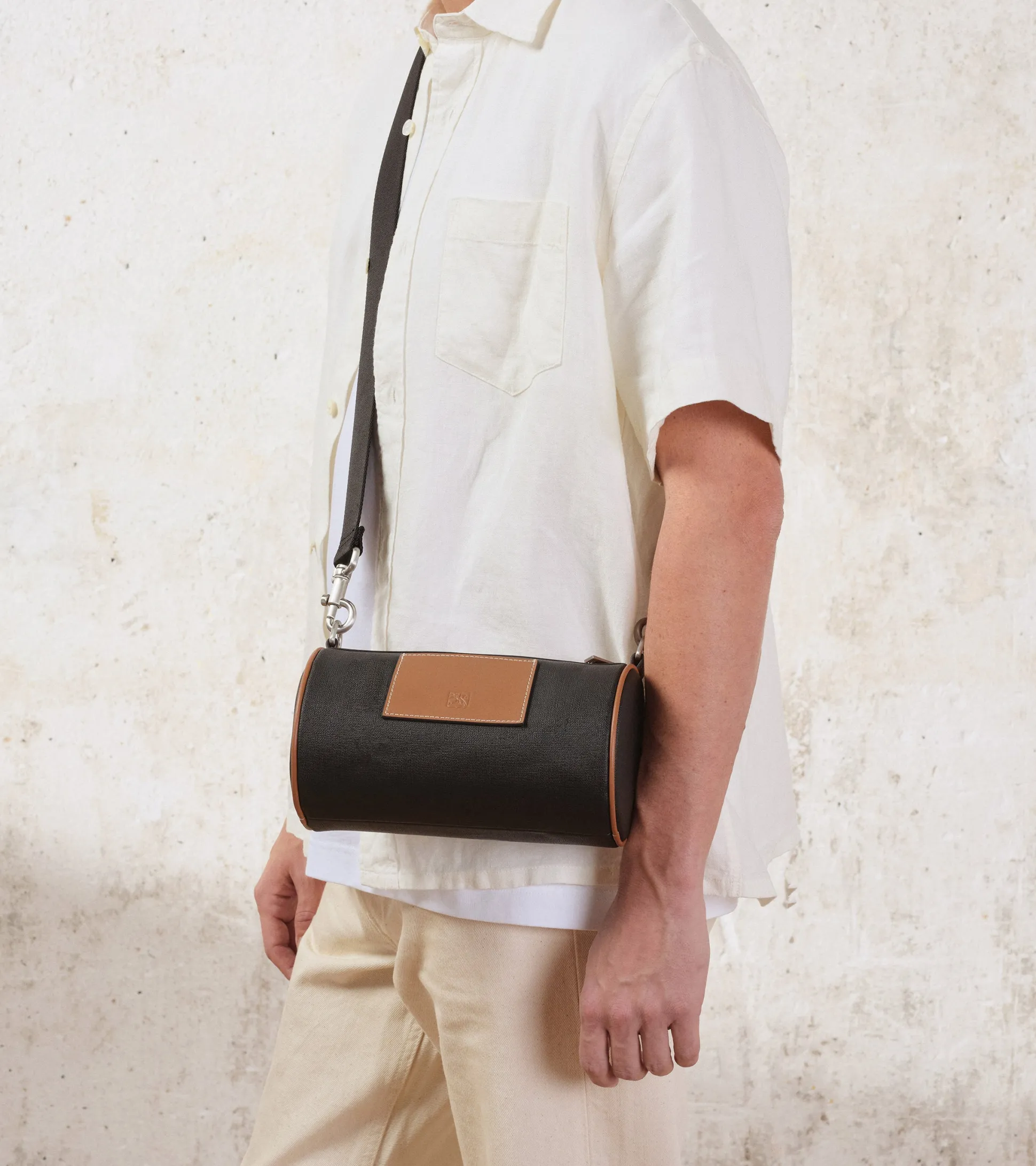 Mini sac bandoulière Maurice en toile enduite - Black Brown