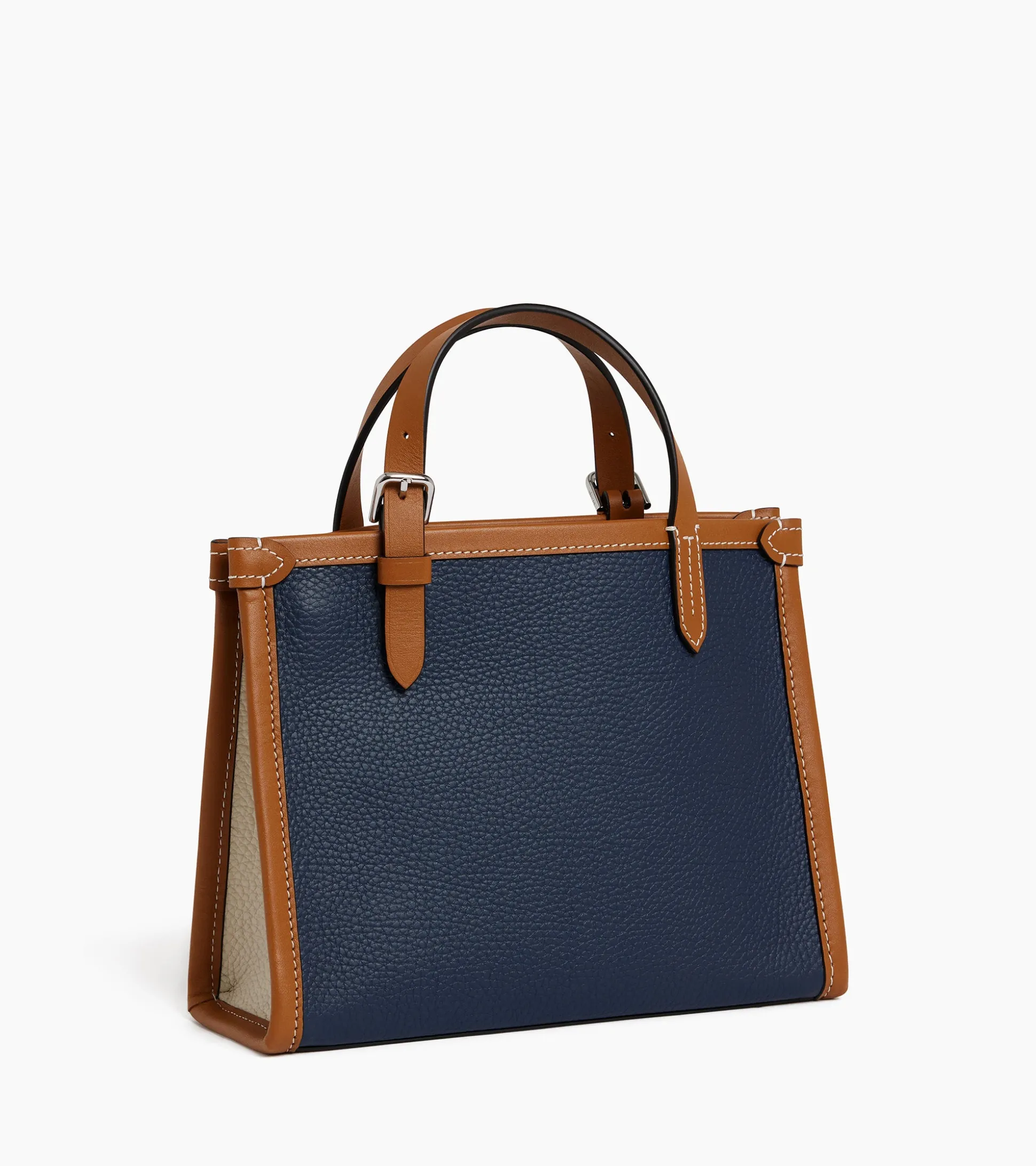 Mini sac cabas Le 125 en cuir grainé - Blue Twilight Brown Tan White Chalk