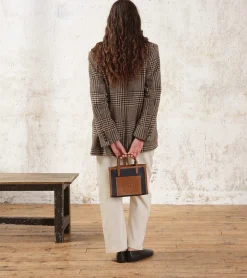 Mini sac cabas Le 125 en cuir grainé - Blue Twilight Brown Tan White Chalk