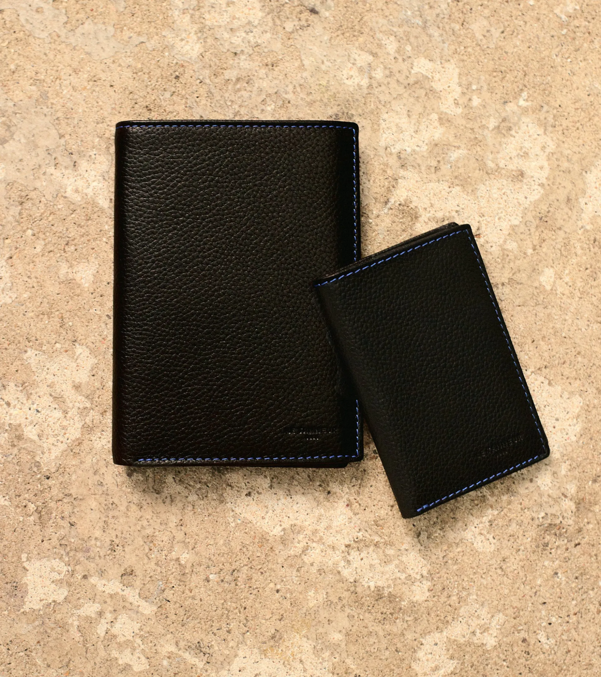 Petit porte cartes Charles en cuir grainé - Black Le Bleu