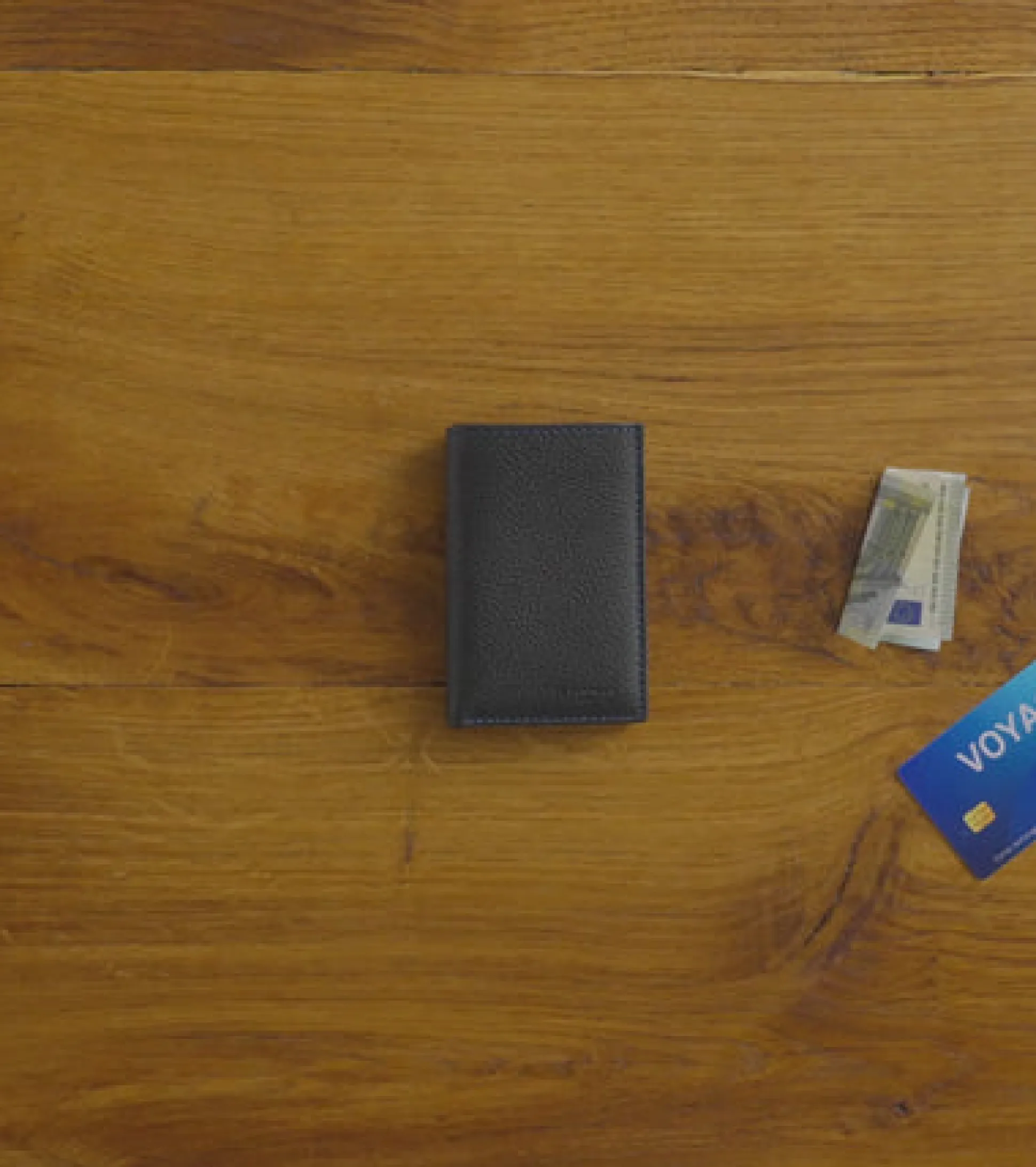 Petit porte cartes Charles en cuir grainé - Black Le Bleu