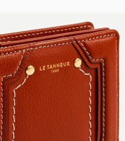 Petit portefeuille Ella en cuir grainé - Mahogany Brown