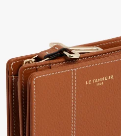 Petit Portefeuille Juliette en cuir grainé - Brown Tan
