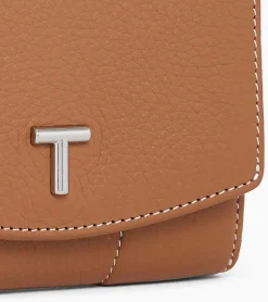 Petit portefeuille zippé Romy en cuir grainé - Brown Tan