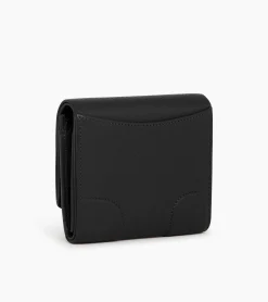 Petit portefeuille zippé Romy en cuir grainé - Black