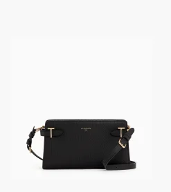 Petit sac à bandoulière Emilie en cuir signature T - Black
