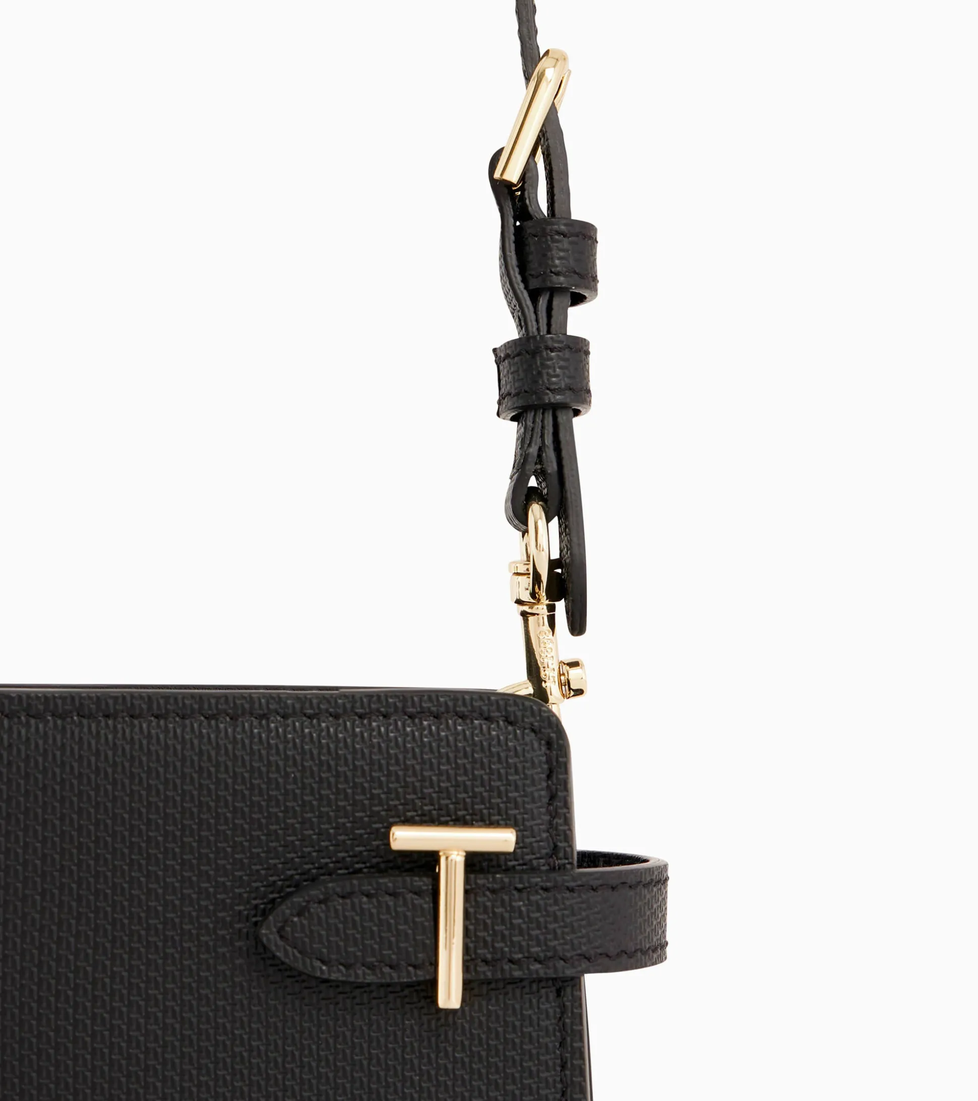 Petit sac à bandoulière Emilie en cuir signature T - Black