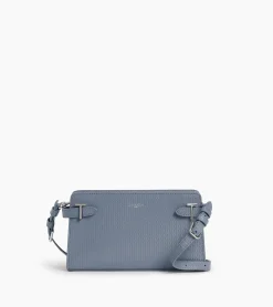 Petit sac à bandoulière Emilie en cuir signature T - BLEU ARGILE