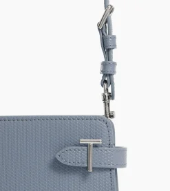 Petit sac à bandoulière Emilie en cuir signature T - BLEU ARGILE