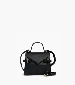 Petit sac à main double rabat Emilie en cuir signature T - Black