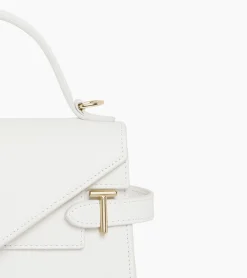 Petit sac à main double rabat Emilie en cuir signature T - Chalk White