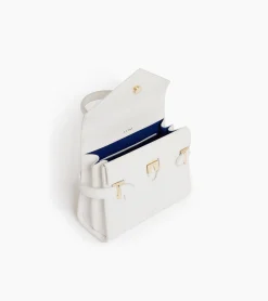 Petit sac à main double rabat Emilie en cuir signature T - Chalk White