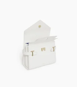 Petit sac à main double rabat Emilie en cuir signature T - Chalk White