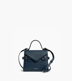 Petit sac à main double rabat Emilie en cuir grainé - Twilight Blue