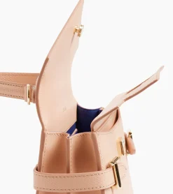 Petit sac à main double rabat Emilie en cuir signature T - ROSE POUDRE