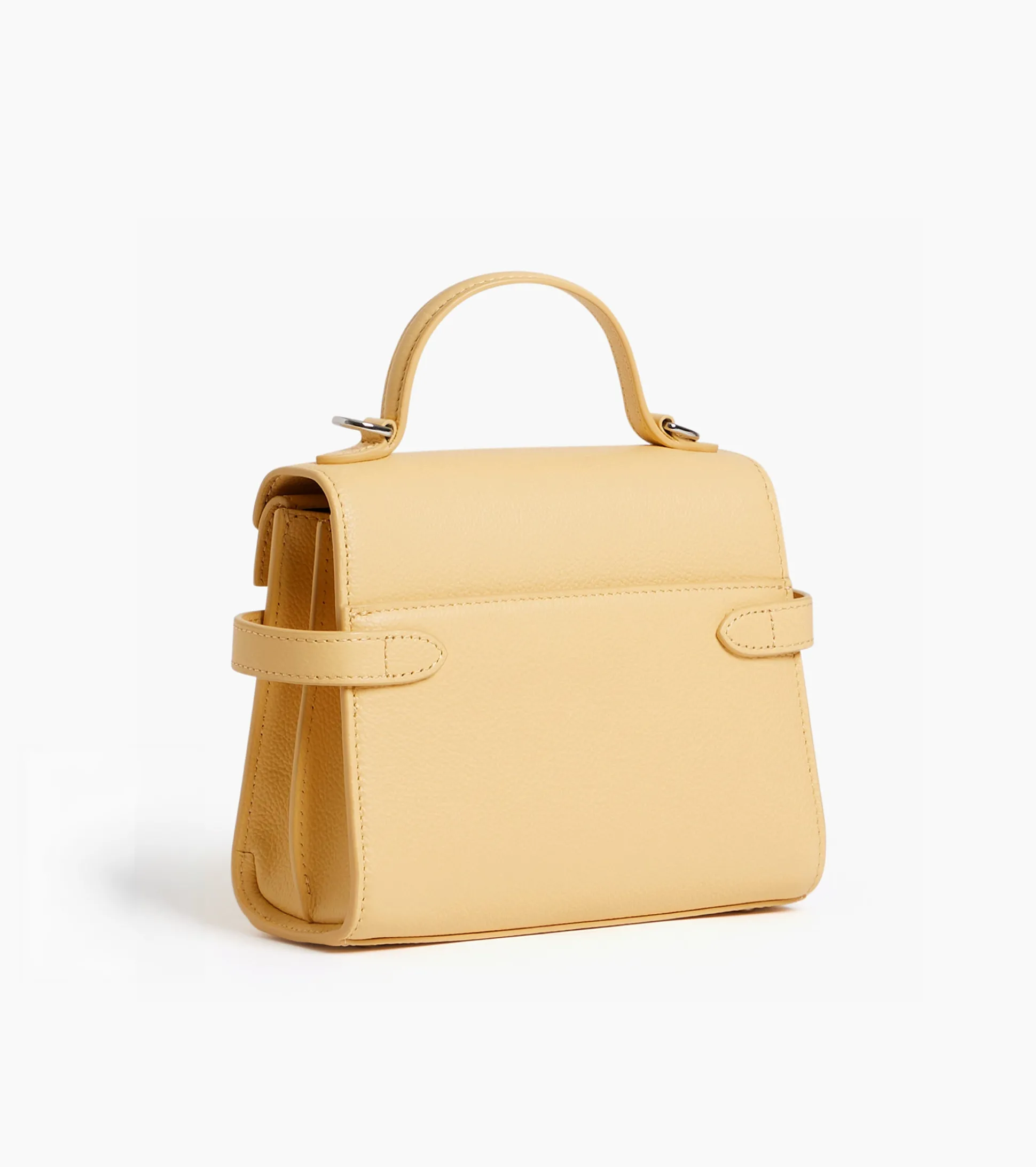 Petit sac à main double rabat Emilie en cuir grainé - AURORE