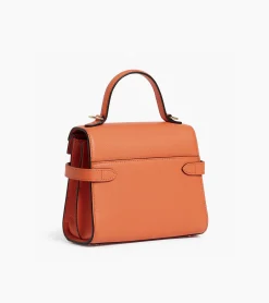 Petit sac à main double rabat Emilie en cuir grainé - ORANGE OCRE