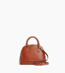 Petit sac à main Ella en cuir grainé - ACAJOU 1