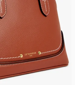 Petit sac à main Ella en cuir grainé - ACAJOU 1