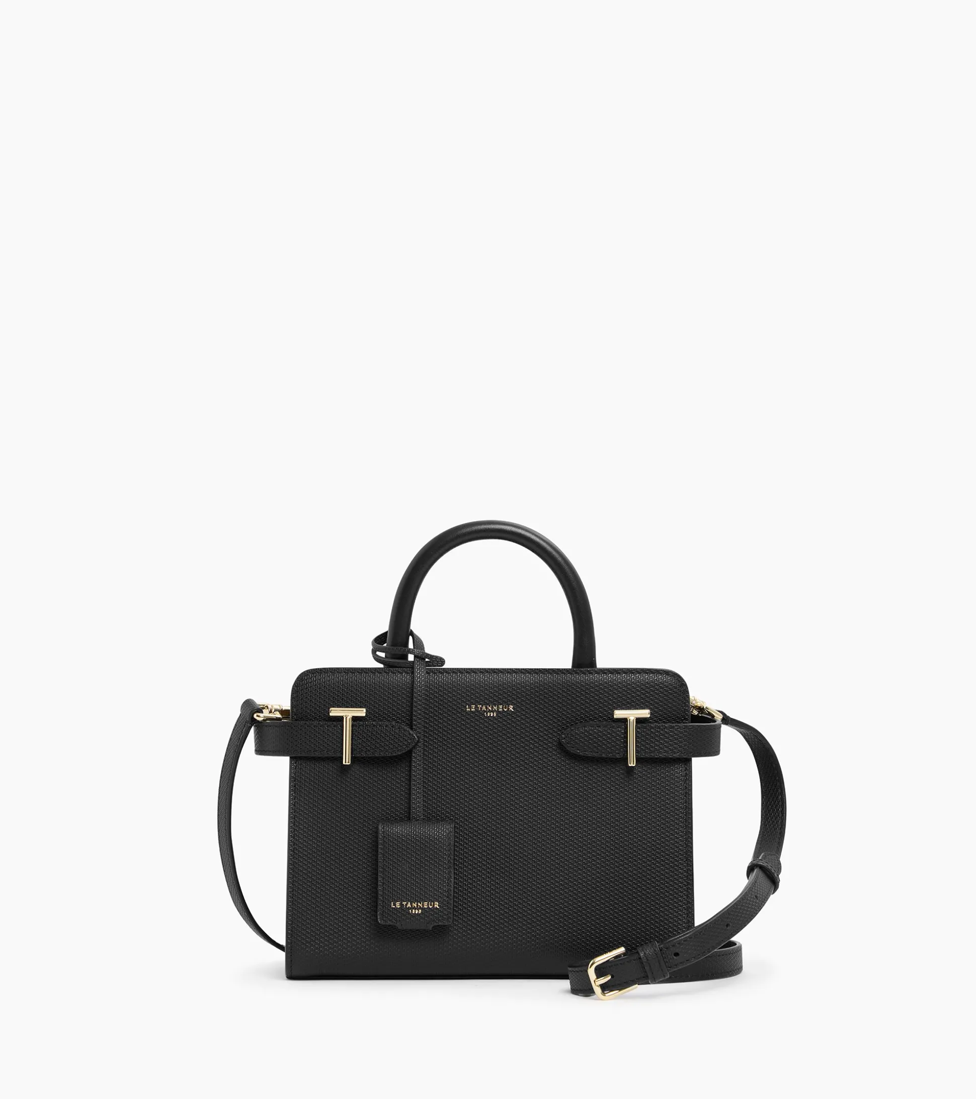 Petit sac à main Emilie en cuir signature T - Black