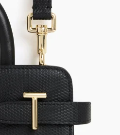 Petit sac à main Emilie en cuir signature T - Black