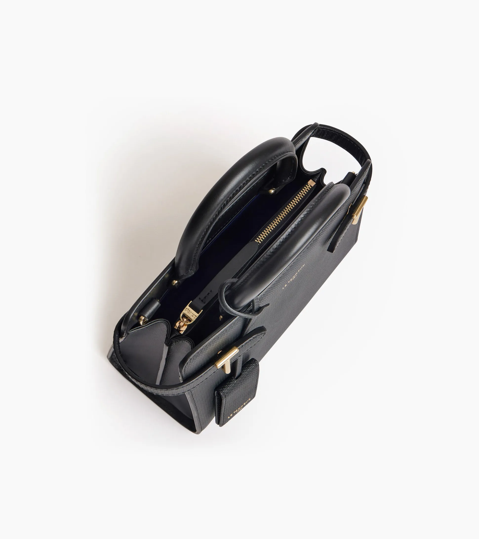 Petit sac à main Emilie en cuir signature T - Black