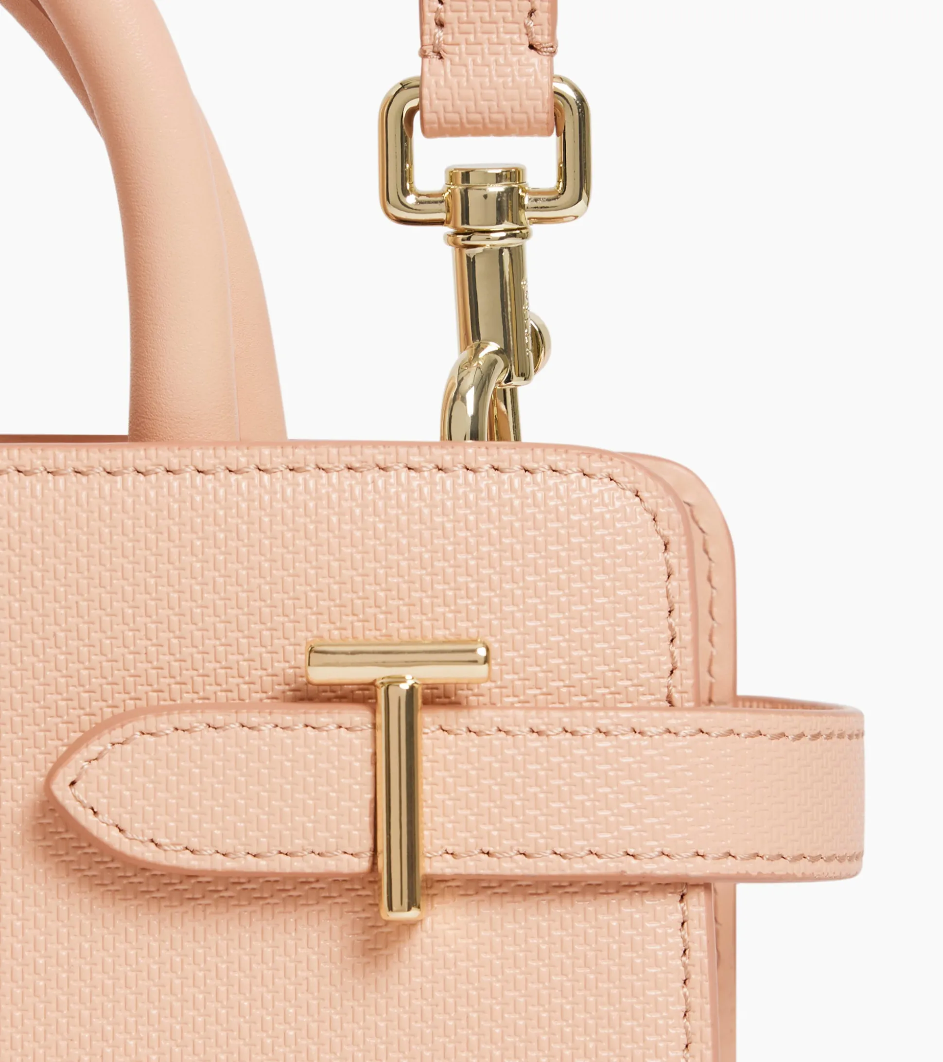 Petit sac à main Emilie en cuir signature T - ROSE POUDRE