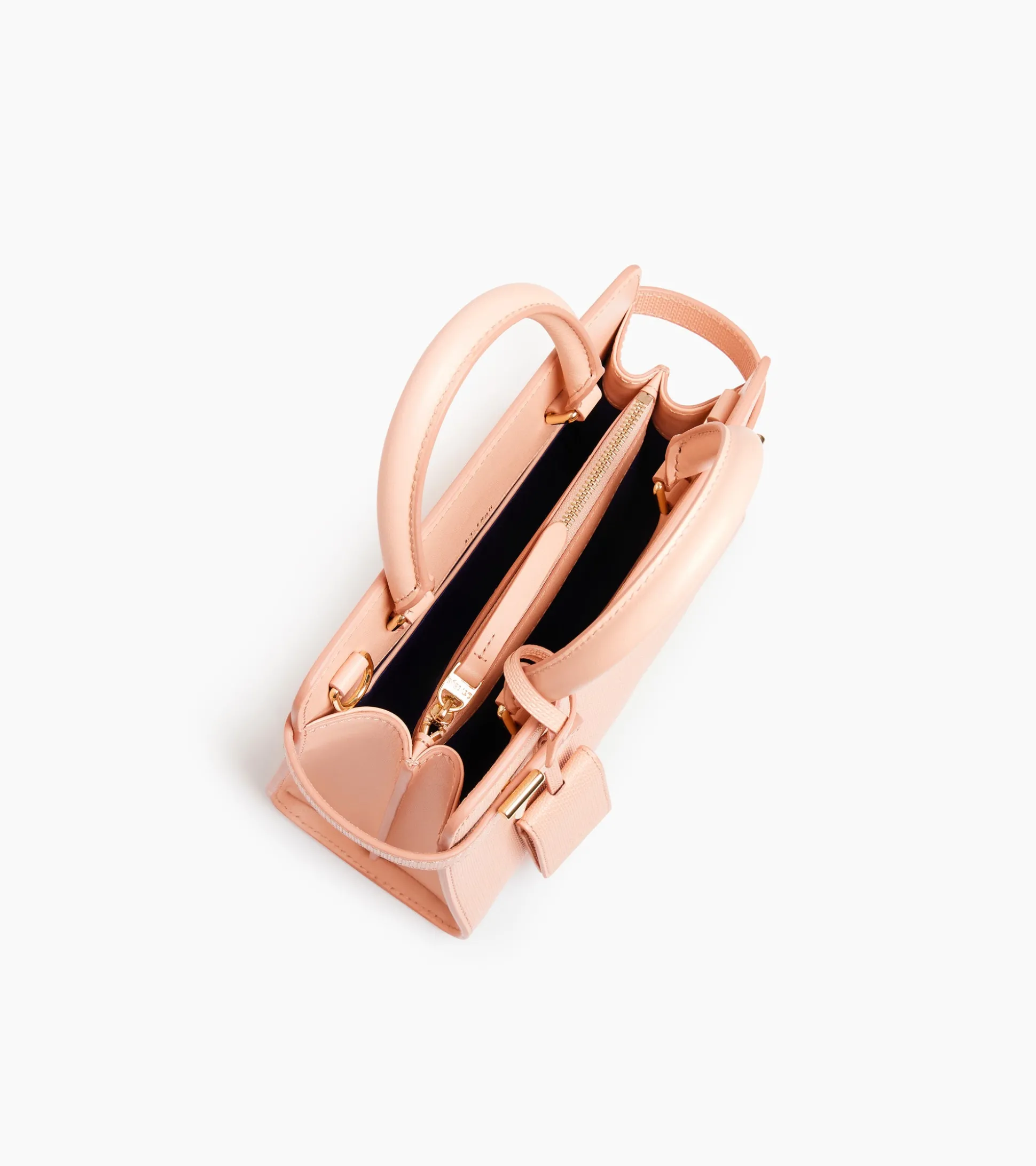 Petit sac à main Emilie en cuir signature T - ROSE POUDRE
