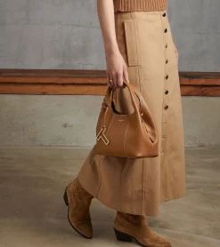 Petit sac à main Juliette en cuir grainé - Brown Tan