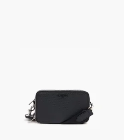 Petit sac bandoulière 2 compartiments Emile en cuir signature T - Black