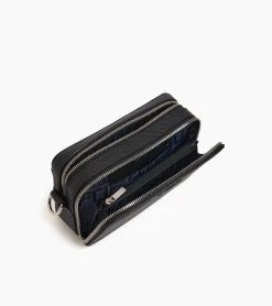 Petit sac bandoulière 2 compartiments Emile en cuir signature T - Black