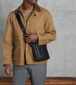 Petit sac bandoulière Alexis en cuir grainé. - Black