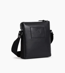 Petit sac bandoulière Alexis en cuir grainé. - Black