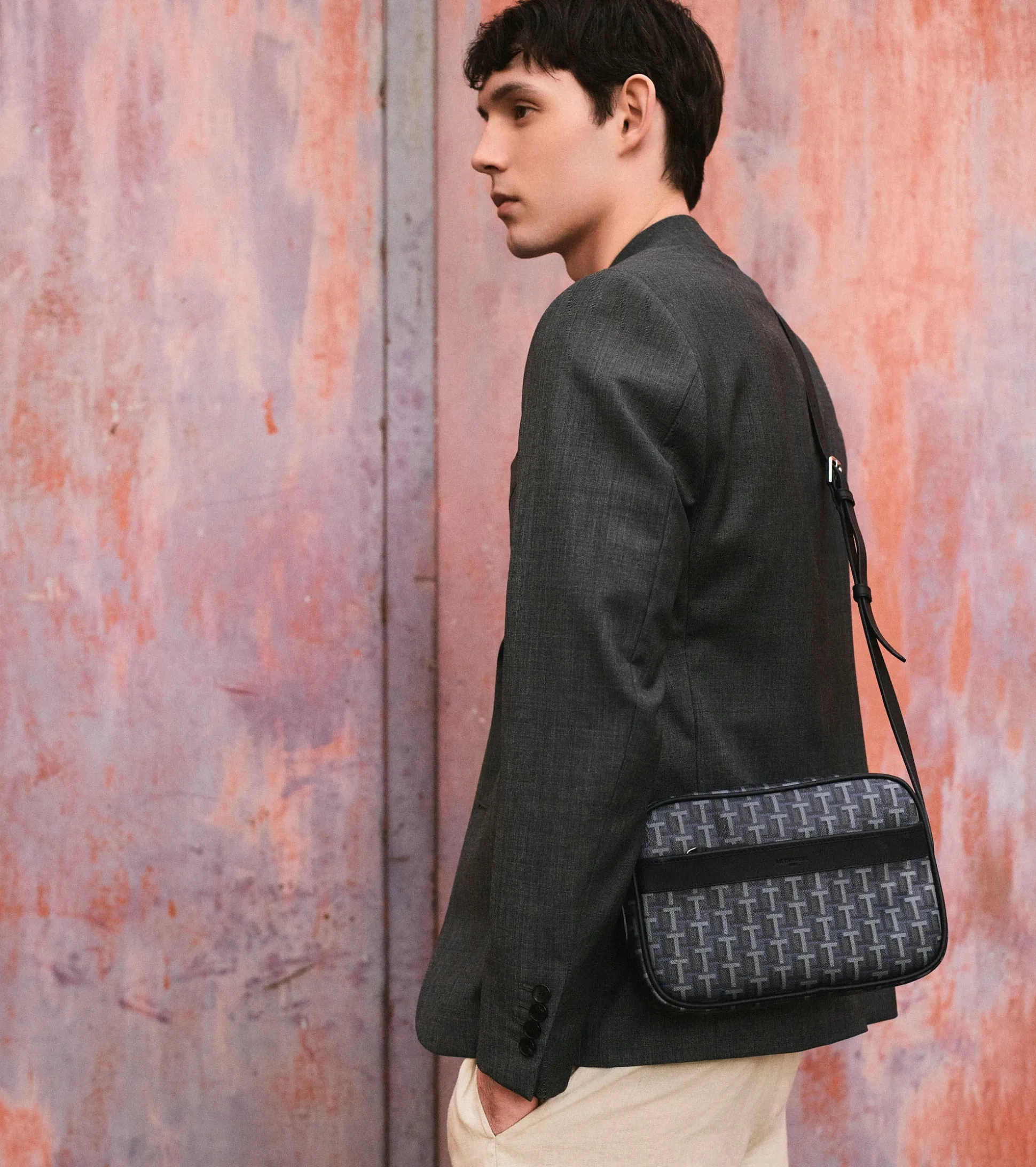 Petit sac bandoulière Camille en toile enduite - SIGNATURE LT NOIR-NOIR