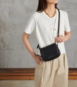 Petit sac bandoulière Ella en cuir grainé - Black