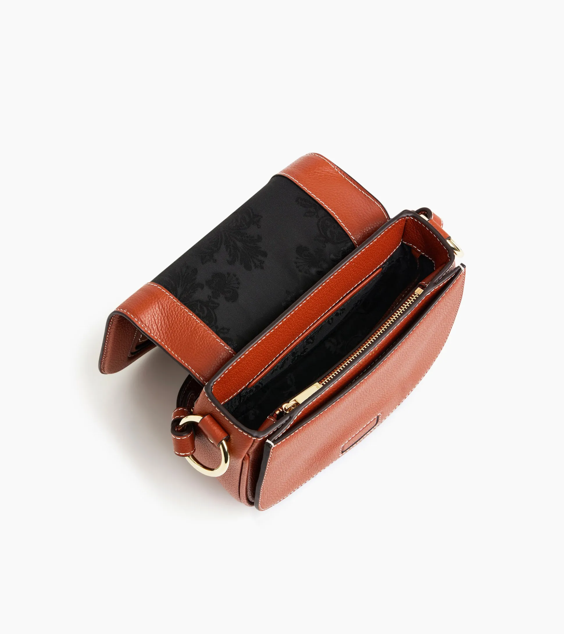 Petit sac bandoulière Ella en cuir grainé - Mahogany Brown