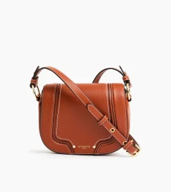 Petit sac bandoulière Ella en cuir grainé - Mahogany Brown