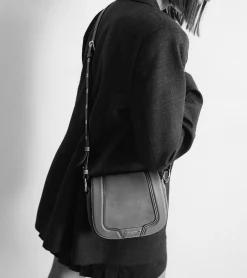 Petit sac bandoulière Ella en cuir grainé et nubuck - Twilight Blue