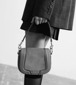 Petit sac bandoulière Ella en cuir grainé et nubuck - Twilight Blue