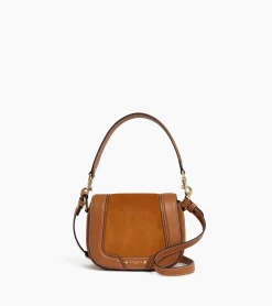 Petit sac bandoulière Ella en cuir grainé et nubuck - Brown Tan
