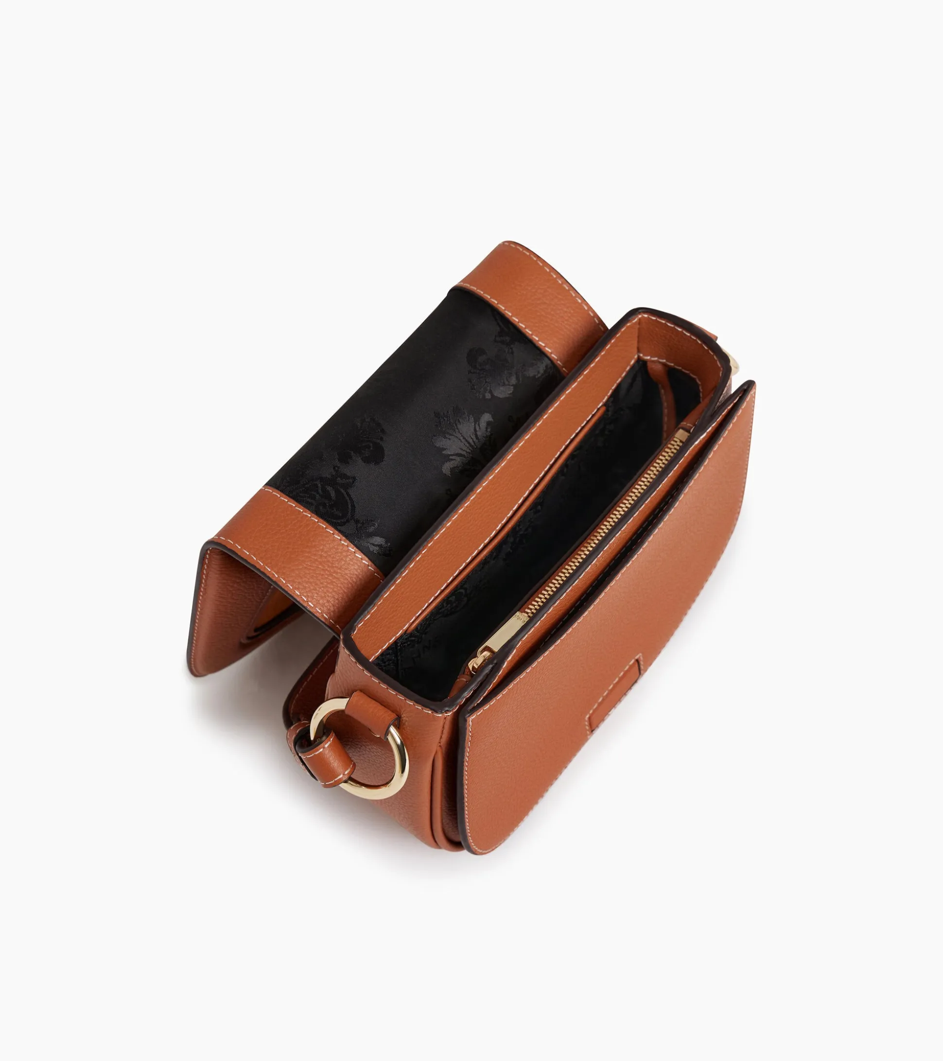 Petit sac bandoulière Ella en cuir grainé et nubuck - Brown Tan
