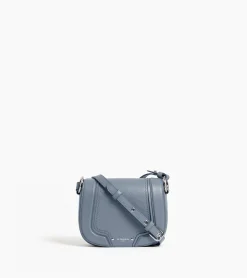 Petit sac bandoulière Ella en cuir grainé - BLEU ARGILE