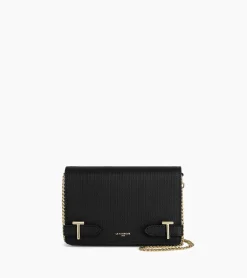Petit sac bandoulière Emilie en cuir signature T - Black