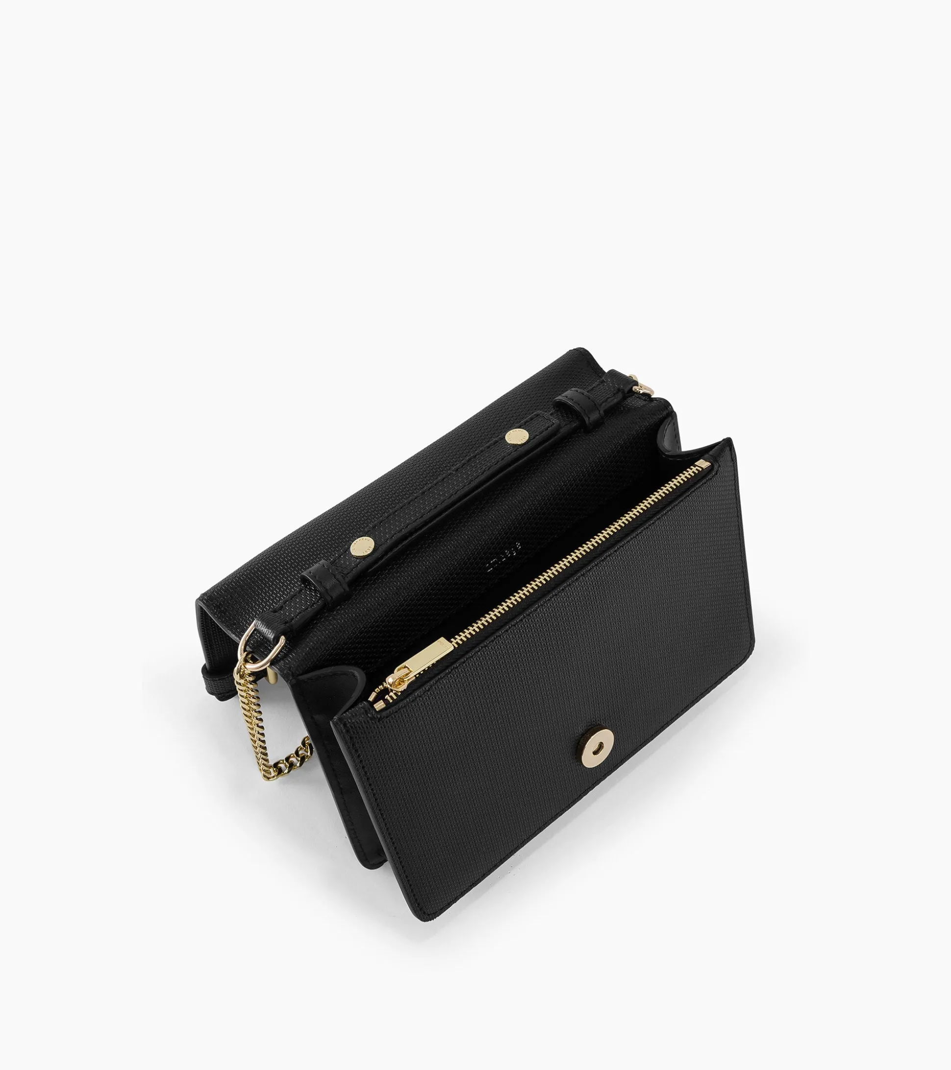Petit sac bandoulière Emilie en cuir signature T - Black